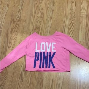 Love pink sweaters crop top